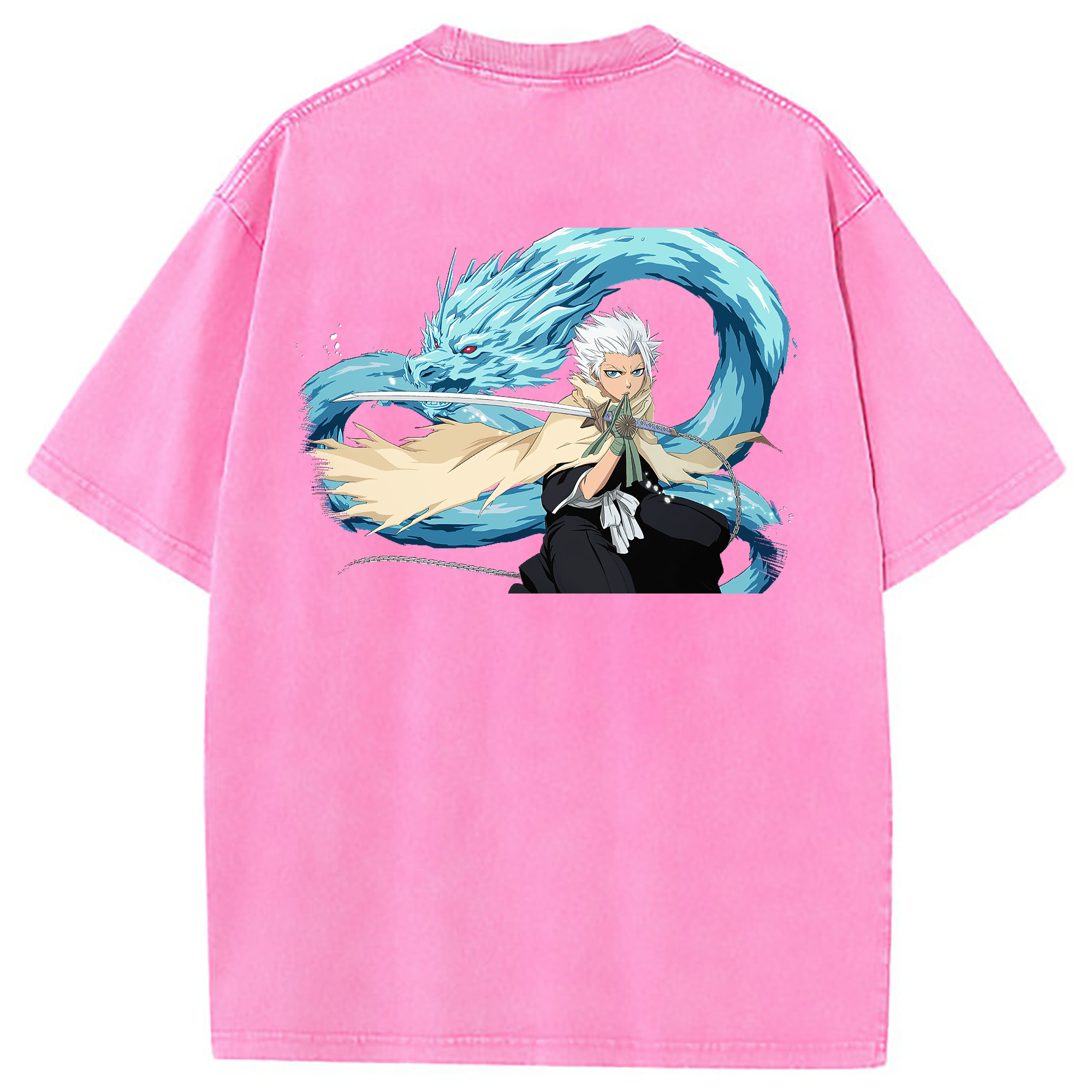 （画像用） ブリーチ 日番谷冬獅郎（ひつがや とうしろう） BLEACH Hitsugaya Toushirou 綿100% ヴィンテージ風 半袖Tシャツ（背面プリント）